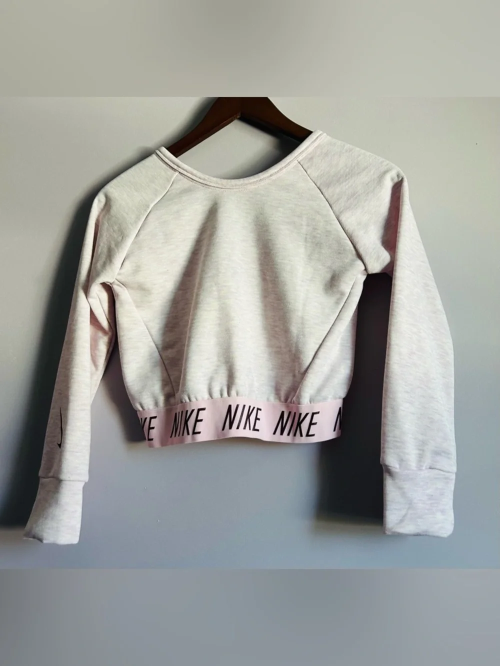 Nike Kid Studio Pink Heathered Crossover Cropped Sweatshirt Size Small